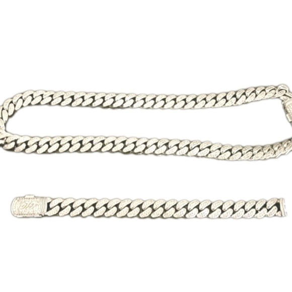 Diamond Cuban Chain + Bracelet Set/ Bundle 12mm (Both Pieces Included) GLD (NIB) - Picture 7 of 11